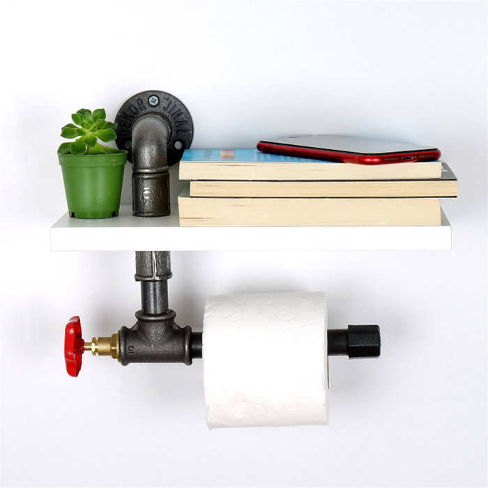 Hanah Home Boruraf244 Portarrollos de Papel Higiénico MDF Estilo Industrial Blanco